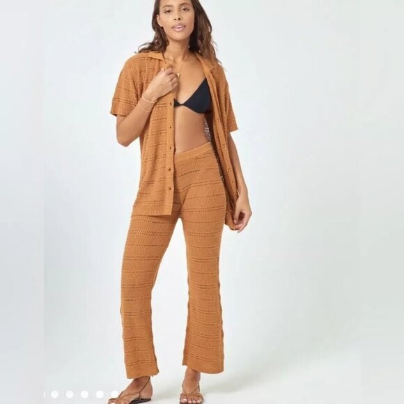 L*Space x Revolve Medium Womens Pants Marbella Knit Boho Hippie Crochet NWT - Picture 1 of 10